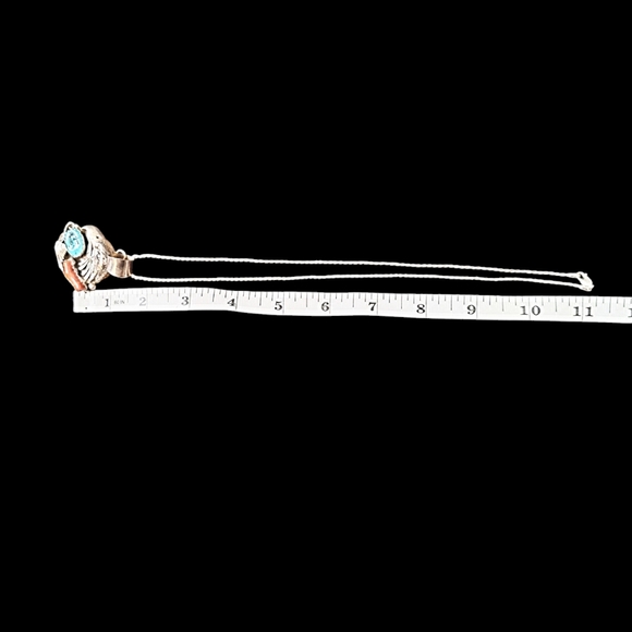 ✨OOAK! Roger Skeets Navajo Sterling Silver Turquoise and Red Coral EAGLE Pendant - Picture 13 of 17